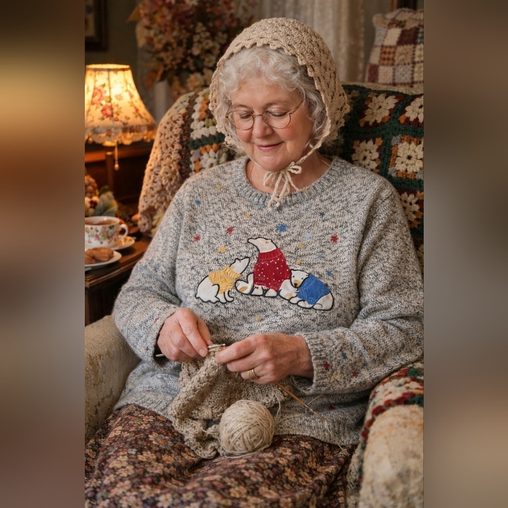 🐻❄️ Christopher & Banks Polar Bear Knit Sweater | Cozy Winter Novelty | Women’s - Picture 9 of 9